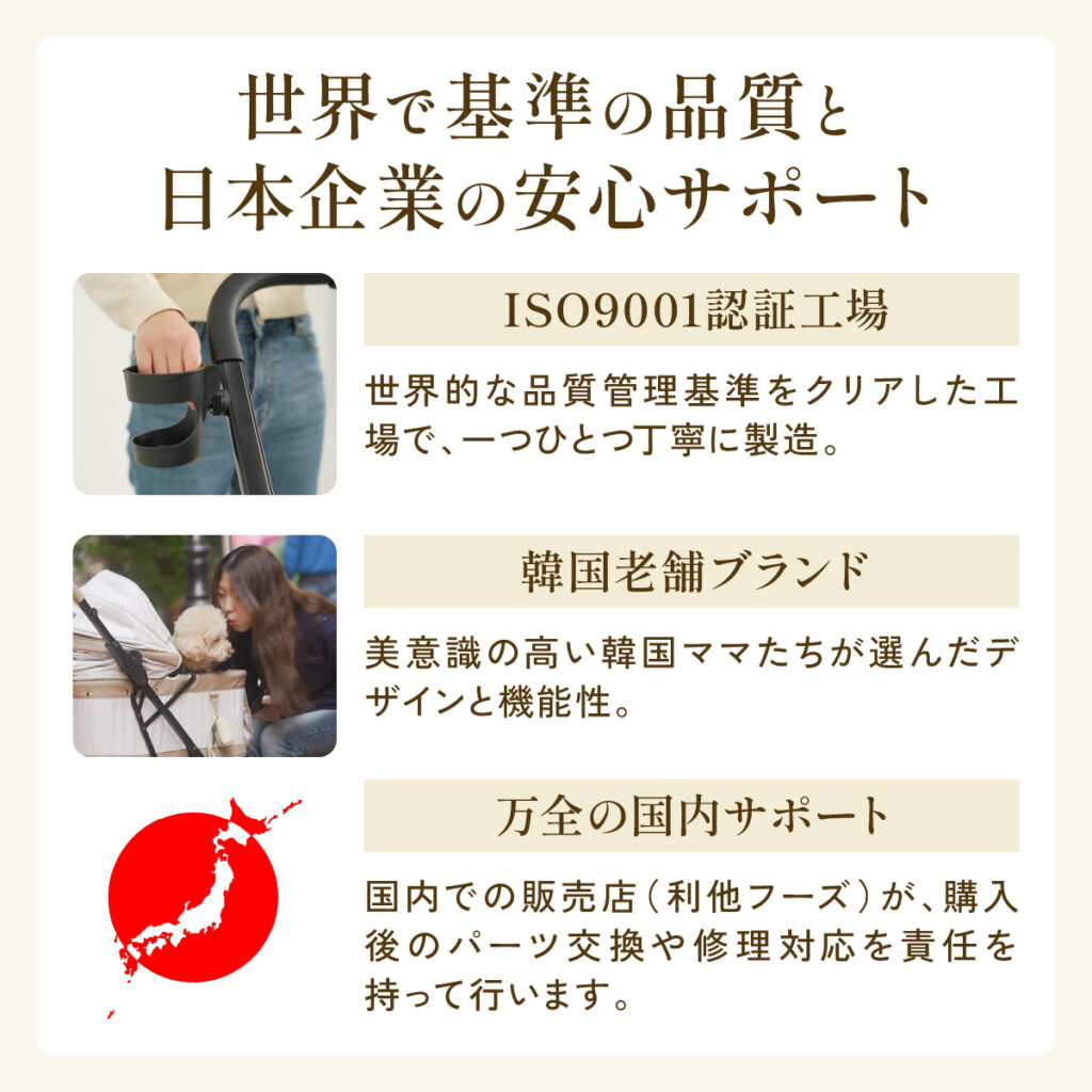 ISO9001認証工場と国内サポート