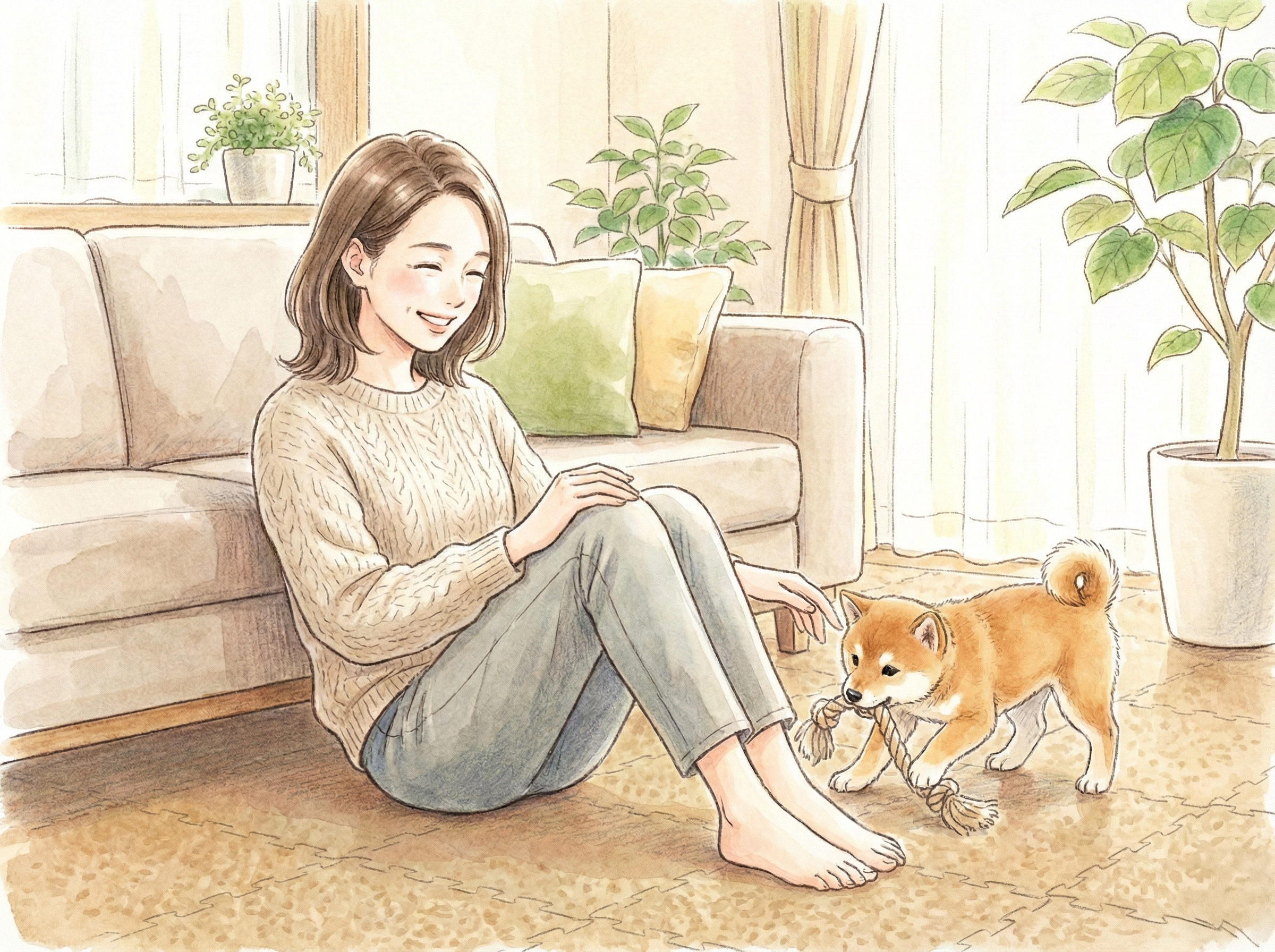 穏やかに愛犬を見守る飼い主様