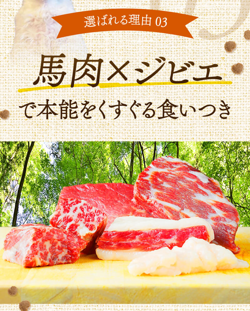 選ばれる理由03　馬肉×ジビエで本能をくすぐる食いつき