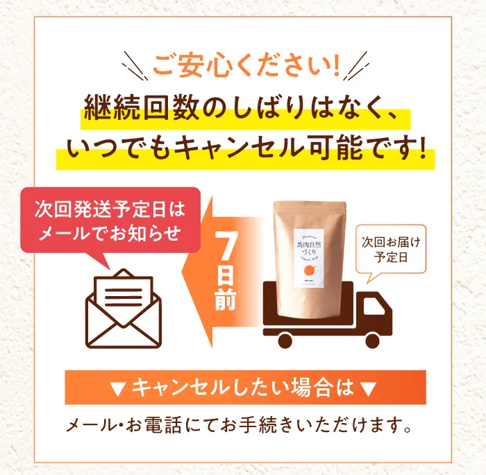 ご安心ください！継続回数のしばりなく、いつでもキャンセル可能です！