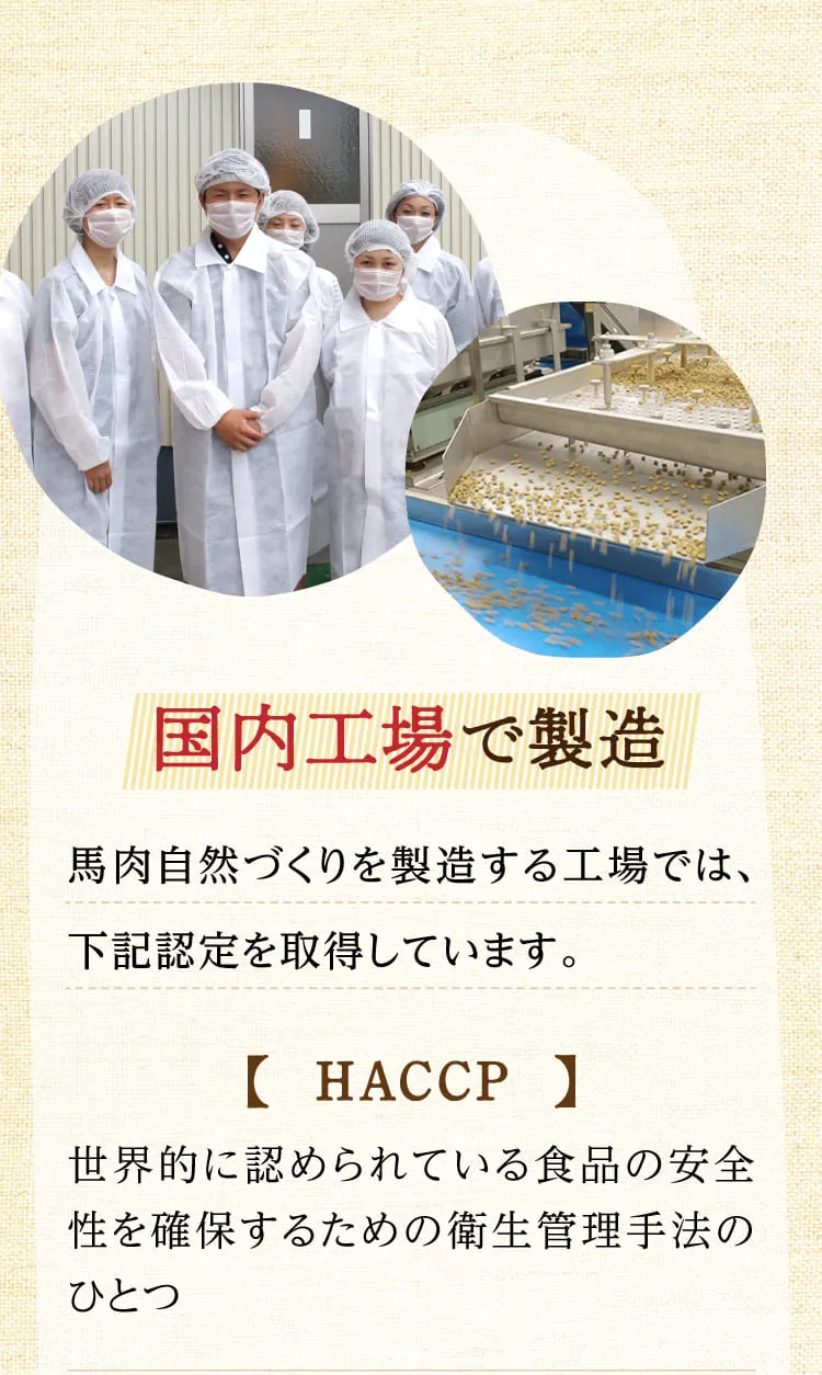 国内工場で製造　HACCP